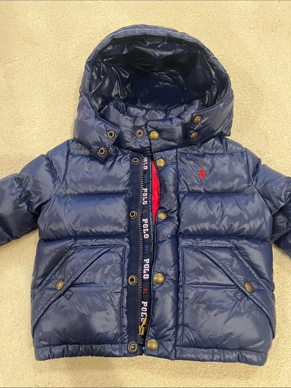 Toddler Ralph Lauren Navy Hooded Puffer Jacket